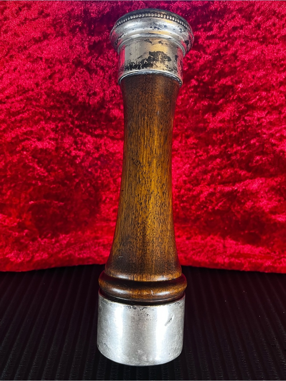 Vintage  Sterling Silver & Wood Italy Pepper Mill